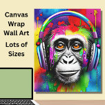 ヘッドホカラフルン付きサル キャンバスプリント<br><div class="desc">絵を描カラフルMonkey with Headphones - – 利用可能なサイズの多く – 詳細なデザインは私の店を見素晴らしる</div>
