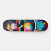 ヘッドホカラフルン付きスカルデザイン スケートボード (横)