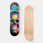 ヘッドホカラフルン付きスカルデザイン スケートボード (正面)