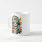 ヘッドホクールンと音楽聞のGroovy Cat コーヒーマグカップ (正面左)