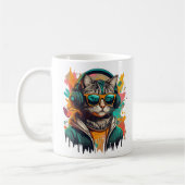 ヘッドホクールンと音楽聞のGroovy Cat コーヒーマグカップ (左)