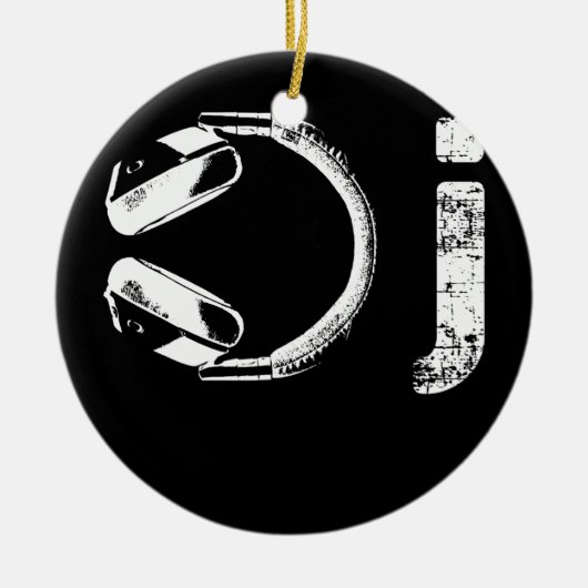 ヘッドホクールンデザイン女子男性へDJミュージック セラミックオーナメント (正面)