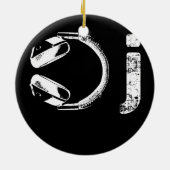 ヘッドホクールンデザイン女子男性へDJミュージック セラミックオーナメント (裏面)