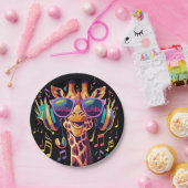 ヘッドホクールン付きカラフルパーティーキリン ペーパープレート (パーティー)