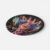 ヘッドホクールン付きカラフルパーティーキリン ペーパープレート (アングル)