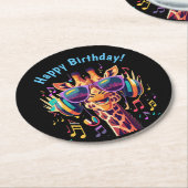 ヘッドホクールン付きカラフルパーティーキリン ラウンドペーパーコースター (アングル)