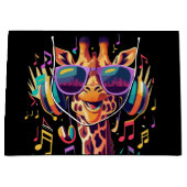 ヘッドホクールン付きカラフルパーティーキリン ラージペーパーバッグ (正面)