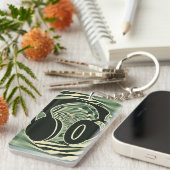 ヘッドホクールン緑2トーンスパイラル キーホルダー (正面右)
