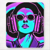 ヘッドホサイケデリックンの女性 マウスパッド (正面)