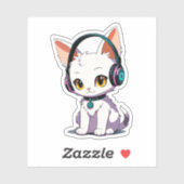 ヘッドホスタイリッシュンを着た猫 シール (シート)