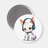 ヘッドホスタイリッシュンを着た猫 マグネット (正面/裏面)