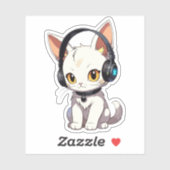 ヘッドホスタイリッシュン魅力的で猫を飼う シール (シート)