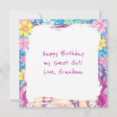 ヘッドホパーソナライズされたン付きアニメガール誕生日 カード (裏面)