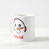 ヘッドホパーソナライズされたン音楽雪だるま コーヒーマグカップ (正面左)