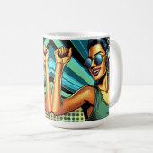 ヘッドホポップ・アートのンのアートウーマン踊り コーヒーマグカップ (正面右)