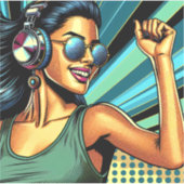 ヘッドホポップ・アートのンのアートウーマン踊り シール (正面)