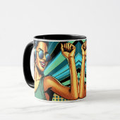 ヘッドホポップ・アートのンのアートウーマン踊り マグカップ (正面左)