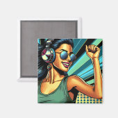 ヘッドホポップ・アートのンのアートウーマン踊り マグネット (正面/裏面)