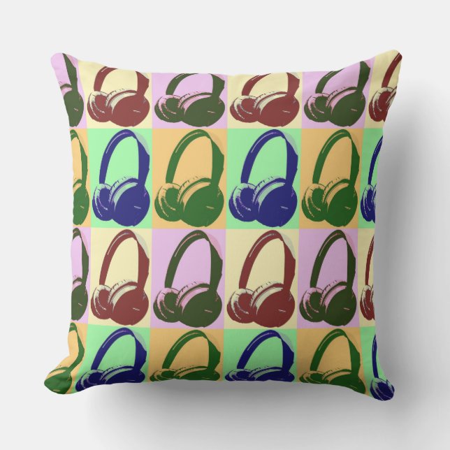 ヘッドホポップ・アートのンのアートヘッドフォン クッション (正面)