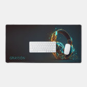 ヘッドホモダンンズゲーマーデジタルパーソナライズされた名 デスクマット (キーボード&マウス)