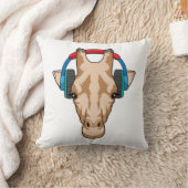 ヘッドホンで音楽を楽しむ クッション (ブランケット)