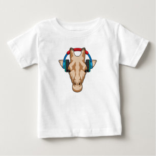 ヘッドホンで音楽を楽しむ ベビーTシャツ