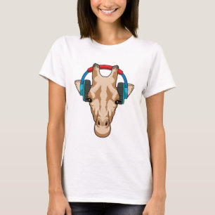 ヘッドホンで音楽を楽しむ Tシャツ