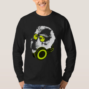 ヘッドホンとサングラスをかけたDJのサル パーティー Tシャツ