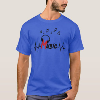 ヘッドホンとビンテージミュージックの心拍 Tシャツ