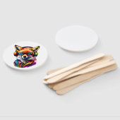 ヘッドホンと眼鏡を掛けた狐 ハンドファン (組立なし)