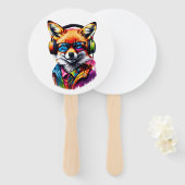 ヘッドホンと眼鏡を掛けた狐 ハンドファン (正面&裏面)