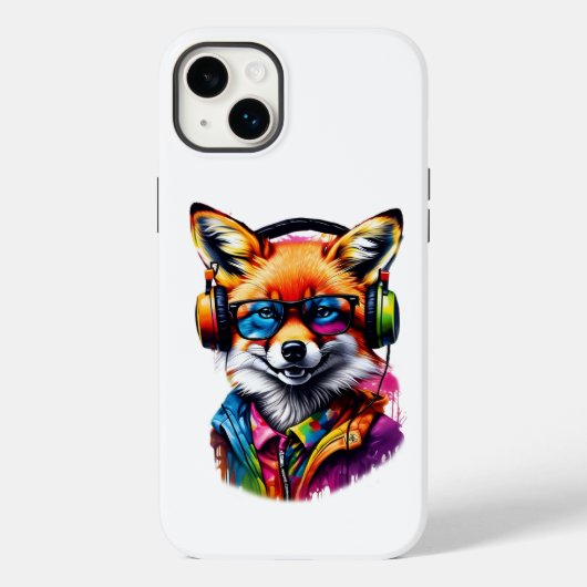 ヘッドホンと眼鏡を掛けた狐 Case-Mate iPhoneケース (裏面)