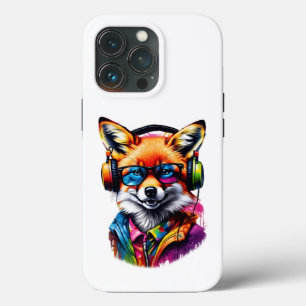 ヘッドホンと眼鏡を掛けた狐 iPhone 13 PROケース