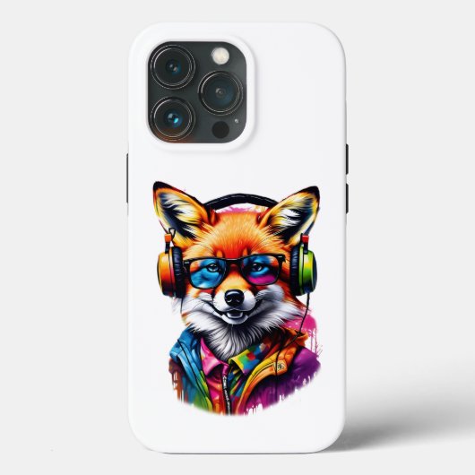 ヘッドホンと眼鏡を掛けた狐 Case-Mate iPhoneケース (裏面)