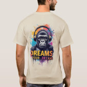 ヘッドホンをつけたゴリラ Tシャツ (裏面)