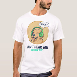 ヘッドホンをつけたゴールデンレトリバーがかわいい  Tシャツ