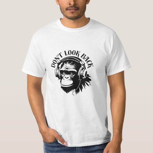 ヘッドホンをつけたサル Focus Tee Tシャツ (正面)