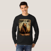 ヘッドホンをつけたブラウン・ベア クマの音楽 Tシャツ (正面フル)