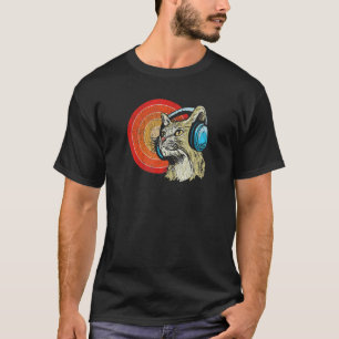 ヘッドホンをつけた猫 猫と音楽オーディオファイル 1 Tシャツ
