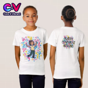 ヘッドホンをつけた自信に満ちリラックスした女性が腕を組んでいる Tシャツ