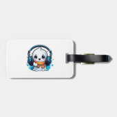 ヘッドホンを付けたかわいいおばけ ラゲッジタグ (裏面横)