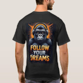 ヘッドホンを付けたゴリラ Tシャツ (裏面)