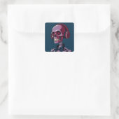 ヘッドホンを付けたスケルトン スクエアシール (バッグ)