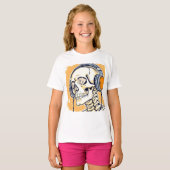 ヘッドホンを付けたスケルトン Tシャツ (正面フル)
