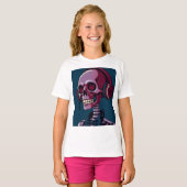 ヘッドホンを付けたスケルトン Tシャツ (正面フル)