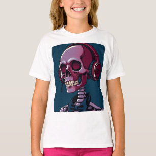 ヘッドホンを付けたスケルトン Tシャツ