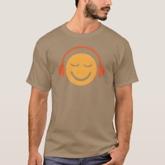 ヘッドホンを付けたスマイルフェイスの音楽デザイン 新作 Tシャツ