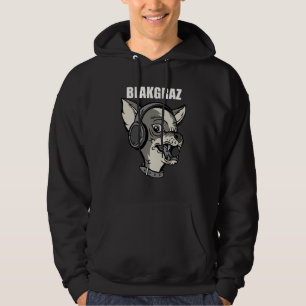 ヘッドホンを付けたルシーの犬のTシャツ Blakgrazデザイン パーカ