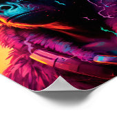 ヘッドホンを装着したゴリラのポートレート ポスター (角)