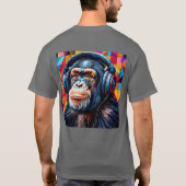 ヘッドホンを装着したチンパンジー Tシャツ (裏面)